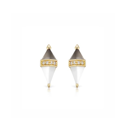 [SORPSMGWO18KEAR] Pietra Studs - Grey Moonstone White Onyx 